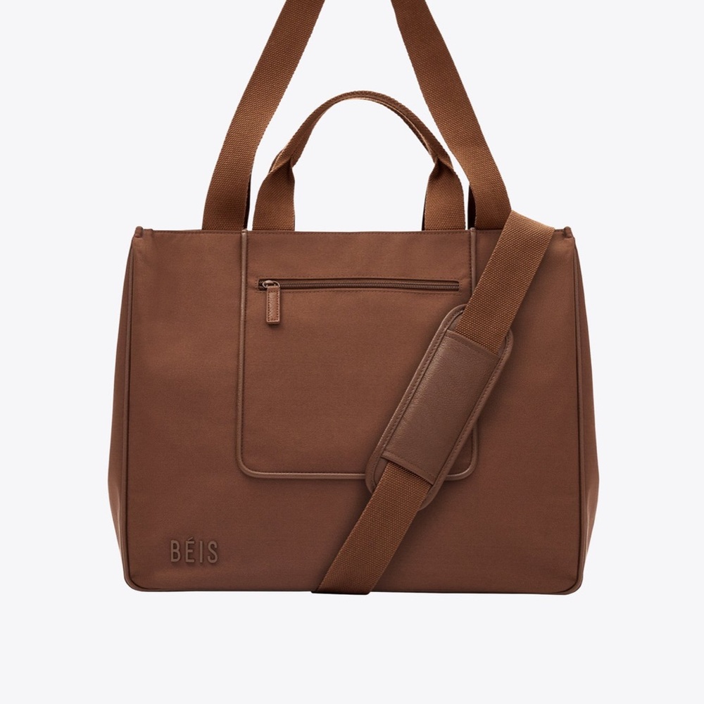 BEIS Brown East to West Tote Bag with Structured Design